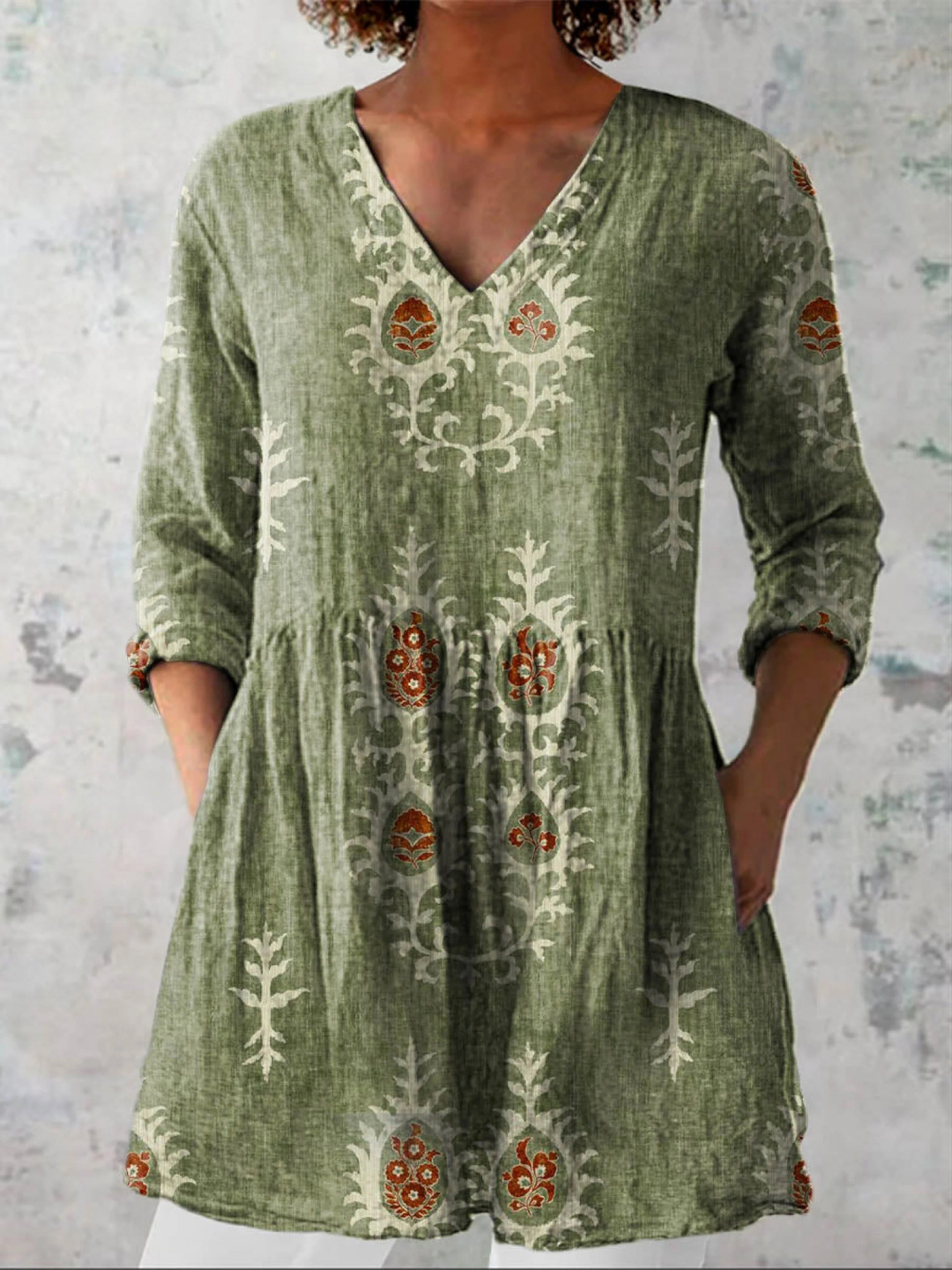 Joan | Long V-Neck Blouse
