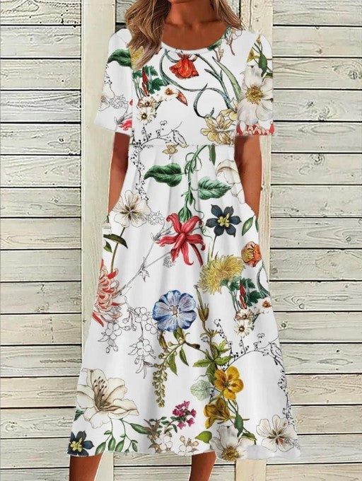Alberta | Printed Floral Midi Dress