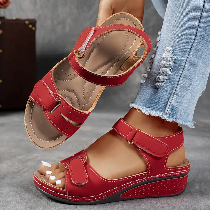 Comfortable Wedge Sandals with Velcro Ankle Strap and Cushioned Footbed