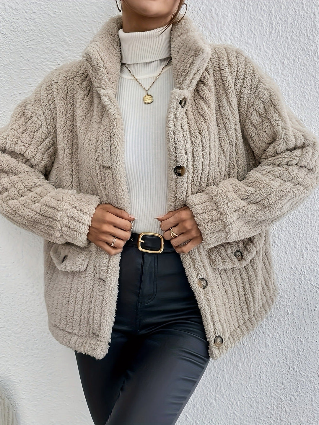 NOVA™ | Double-Sided Velvet Button Cardigan