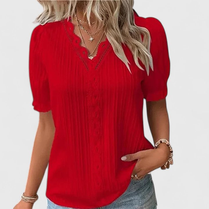 Constance | V Neck Short Sleeve Blouse