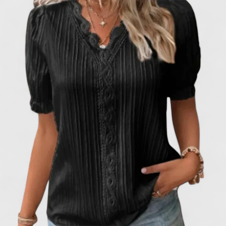 Constance | V Neck Short Sleeve Blouse