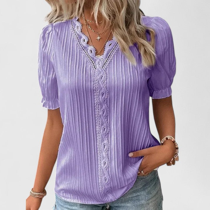 Constance | V Neck Short Sleeve Blouse