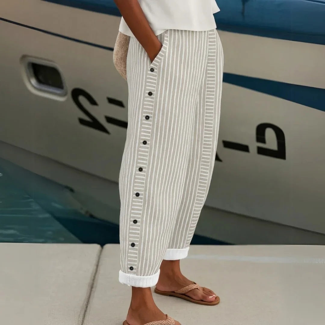 Margaret | Stylish Striped Button Trouser