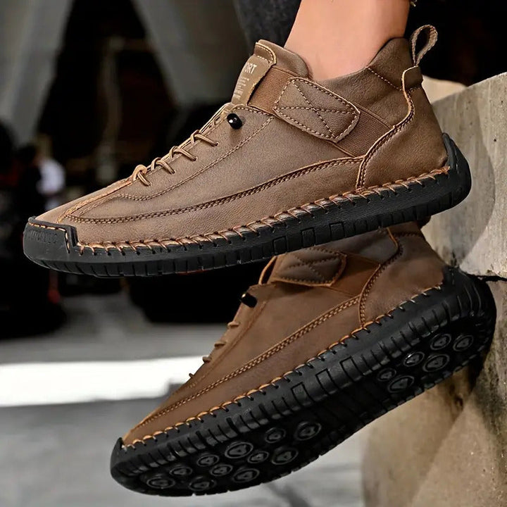 Casual Lace Up Sneakers with Stitch Detail and Velcro Strap