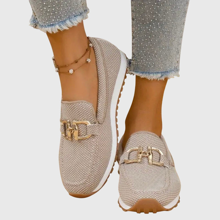 Casual Slip On Loafers with Gold Chain Detail and Platform Sole