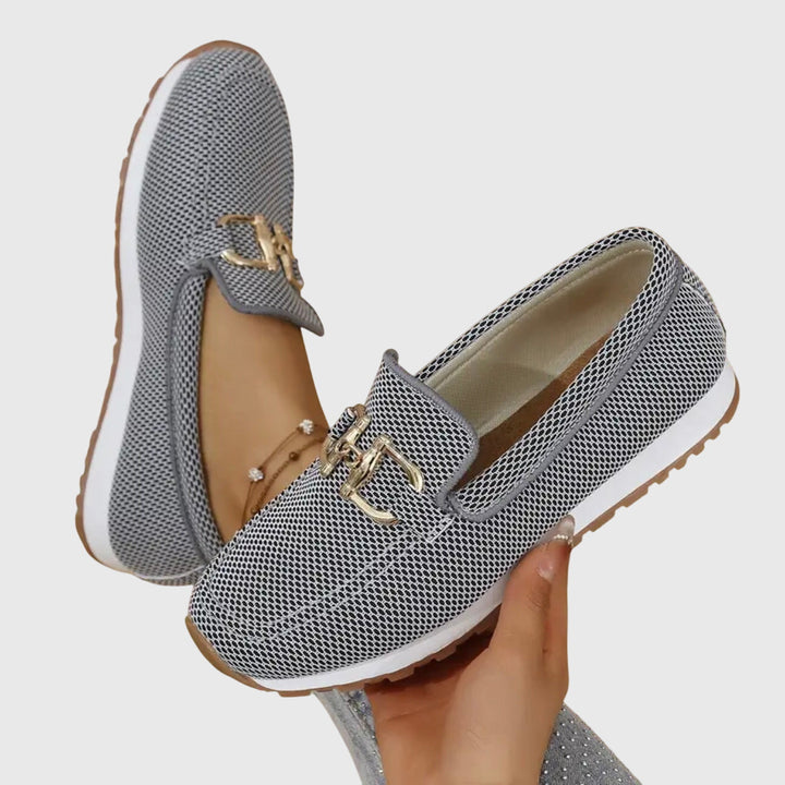 Casual Slip On Loafers with Gold Chain Detail and Platform Sole