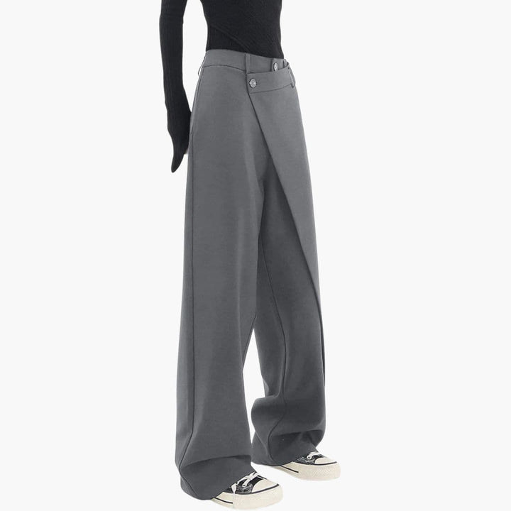 Chic Wide Leg Trousers with Asymmetric Wrap Waistband