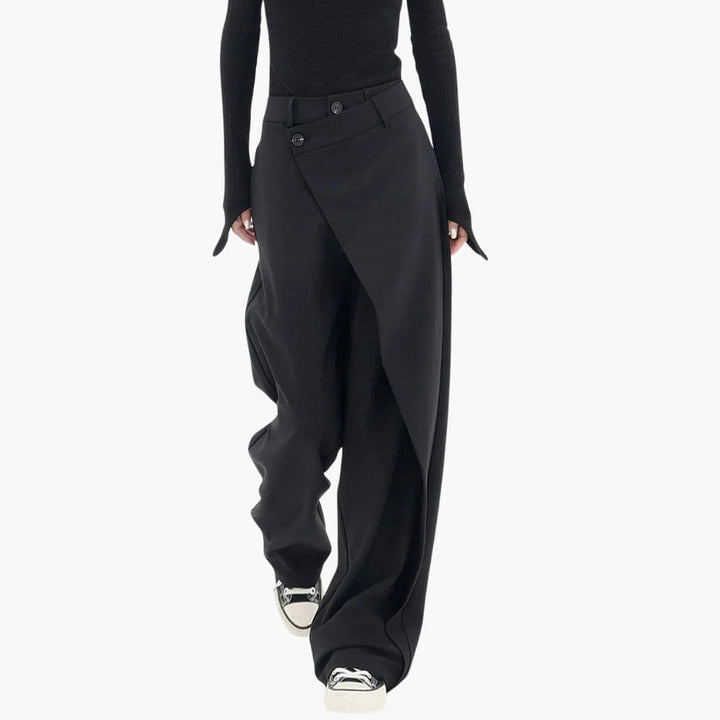 Chic Wide Leg Trousers with Asymmetric Wrap Waistband