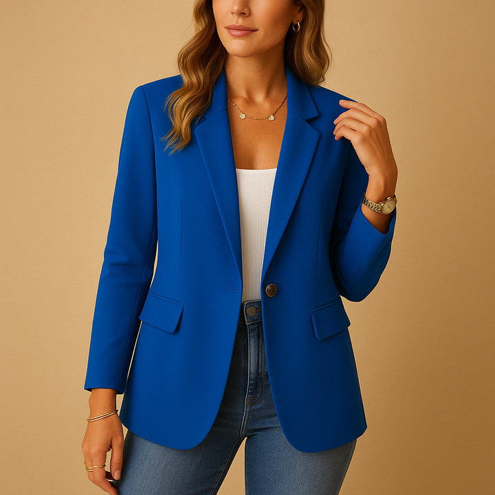 Classic Fitted Blazer with Single Button and Flap Pockets