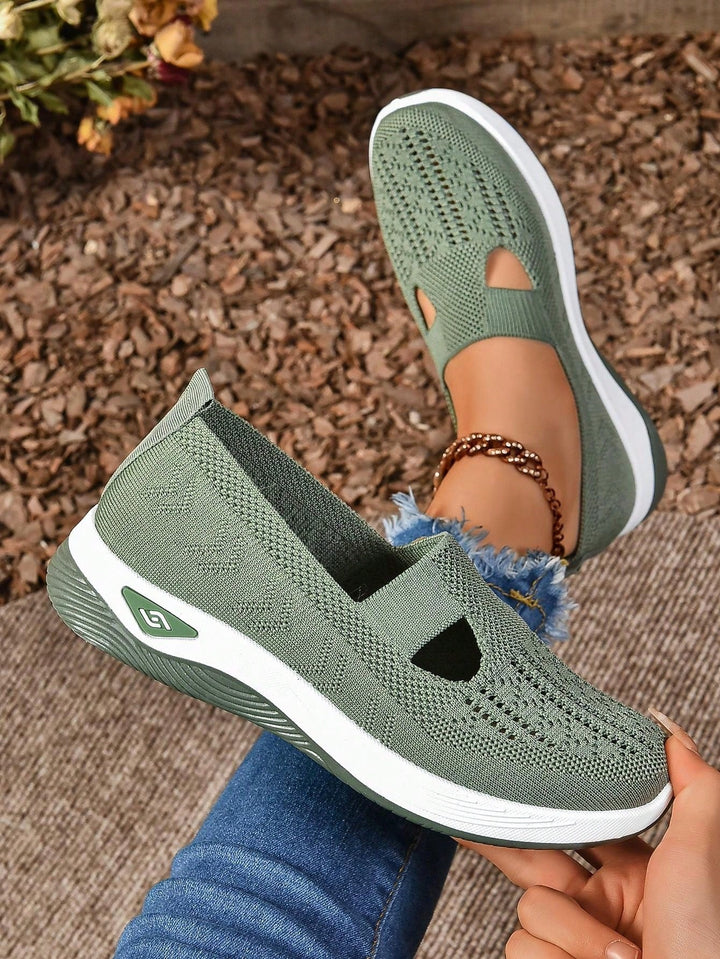 Comfortable Slip On Sneakers with Knit Upper and Cushioned Sole