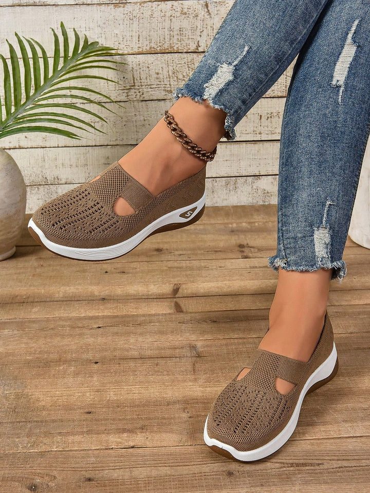 Comfortable Slip On Sneakers with Knit Upper and Cushioned Sole