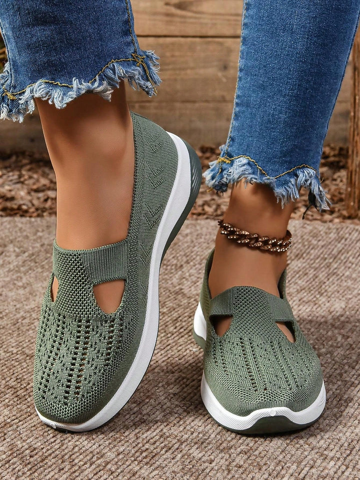 Comfortable Slip On Sneakers with Knit Upper and Cushioned Sole
