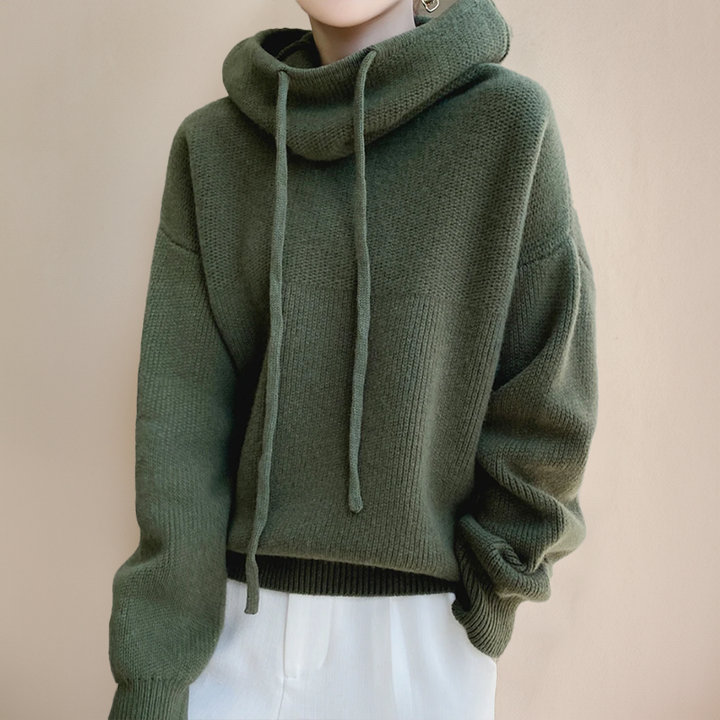 Cosy Oversized Knit Hoodie Sweater with Drawstring Hood