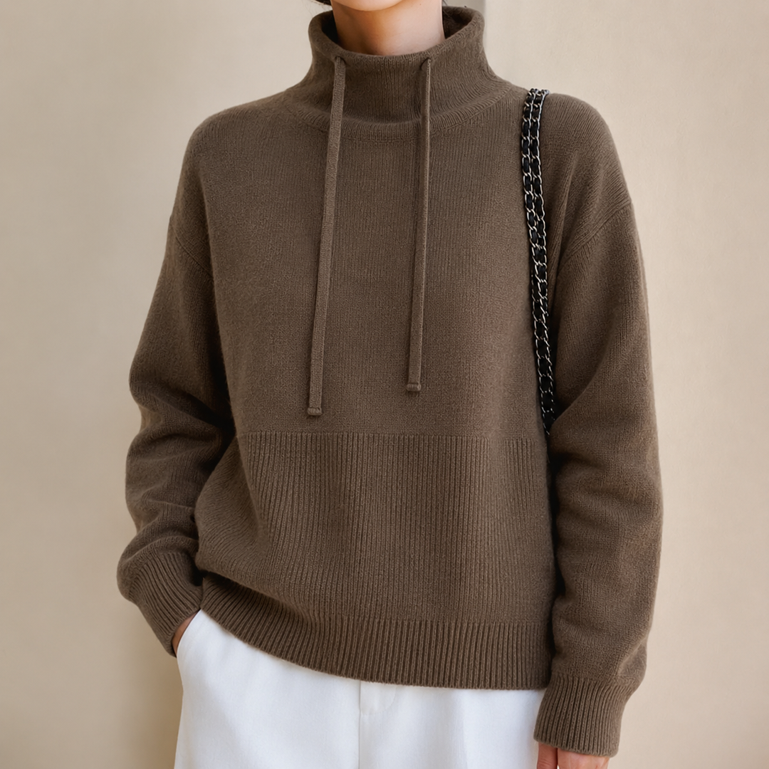 Cosy Oversized Knit Hoodie Sweater with Drawstring Hood