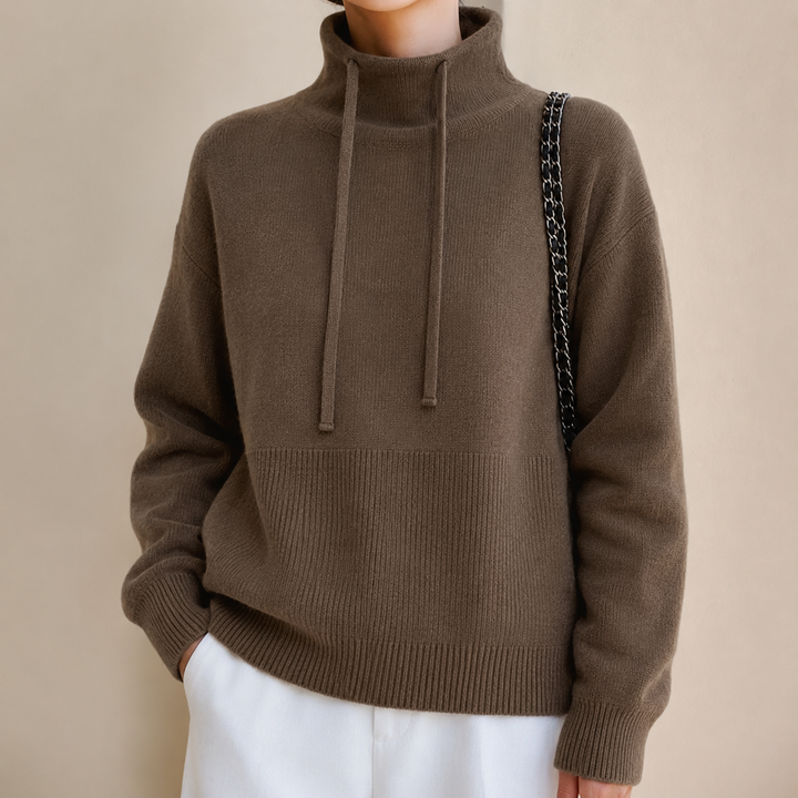Cosy Oversized Knit Hoodie Sweater with Drawstring Hood