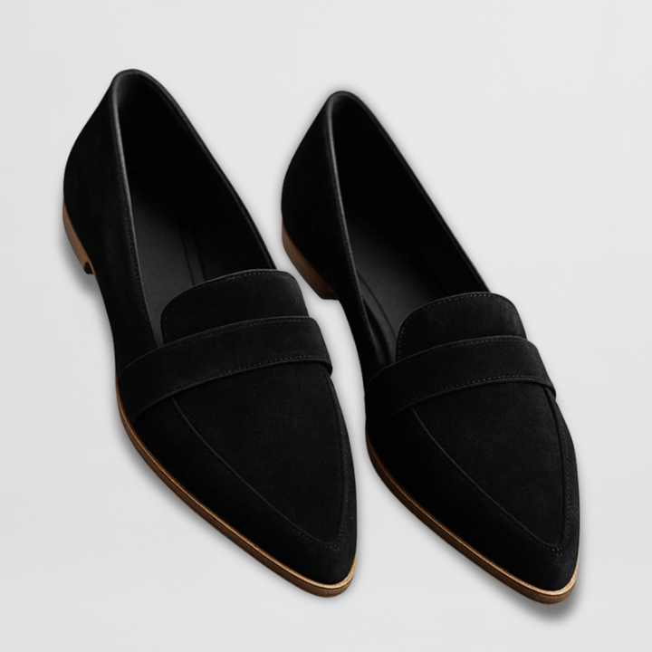 Elegant Pointed Toe Suede Loafers with Penny Strap