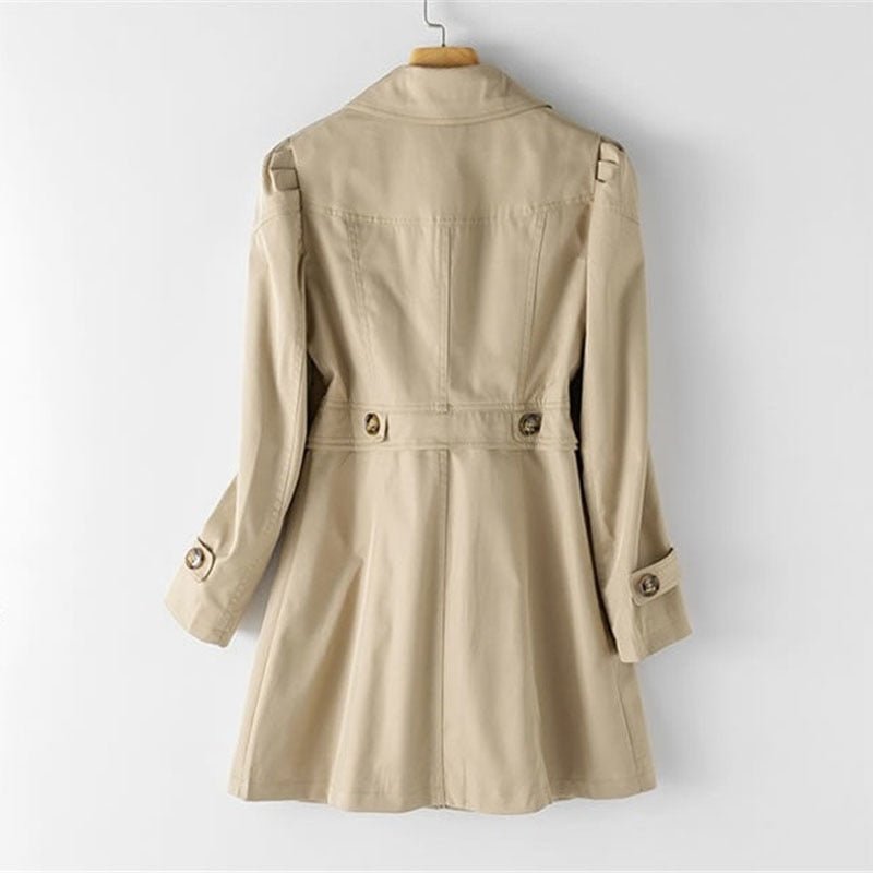 Fitted Single Breasted Trench Coat with Puff Shoulders