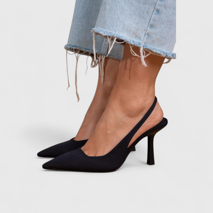 Leather Slingback Heels with Stiletto Heels and Pointed Toe