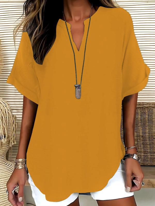 GENNEVA™ – Casual Plain Short Sleeve Blouse