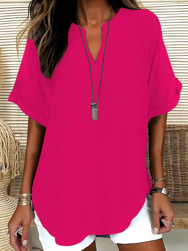 GENNEVA™ – Casual Plain Short Sleeve Blouse