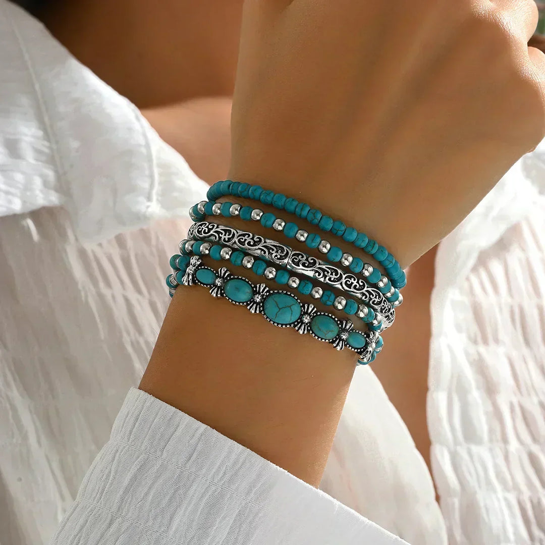 Pamela | Refined Turquoise Multi-Row Bracelet