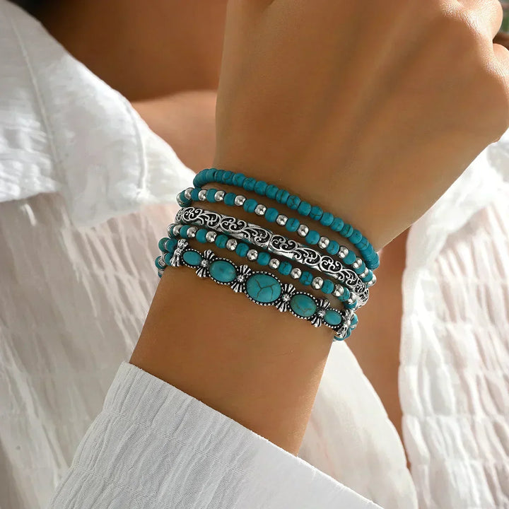 Pamela | Refined Turquoise Multi-Row Bracelet