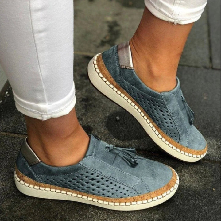 Slip On Sneakers with Tassel Detail and Perforated Upper