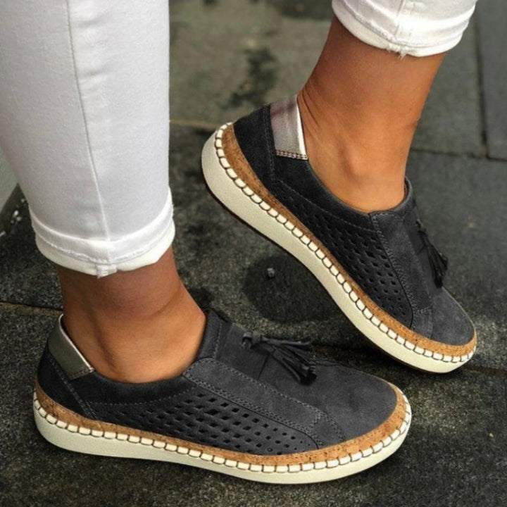 Slip On Sneakers with Tassel Detail and Perforated Upper