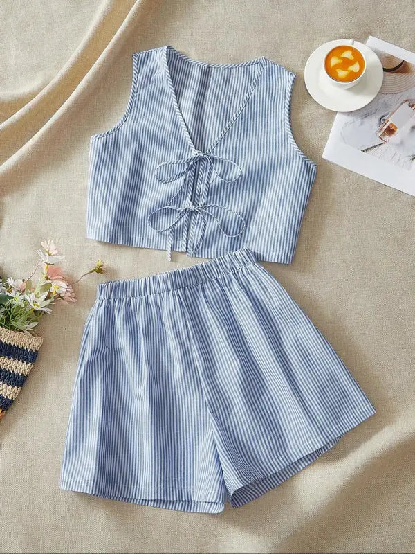 MOESHA™ - Chic Summer Sleeveless Vest and High-Waist Shorts Set