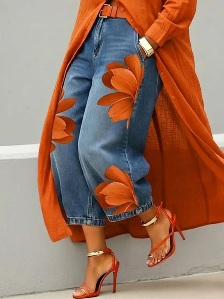 Christine | Shirt Dress and Floral Jeans Set
