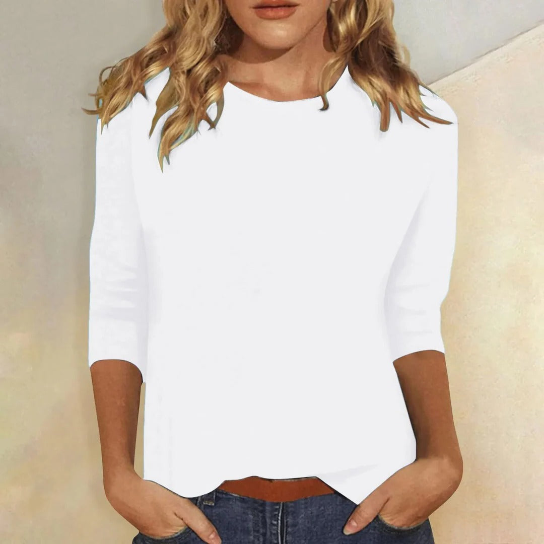 Lynda | Crew Neck Three Quarter Sleeve Casual Top