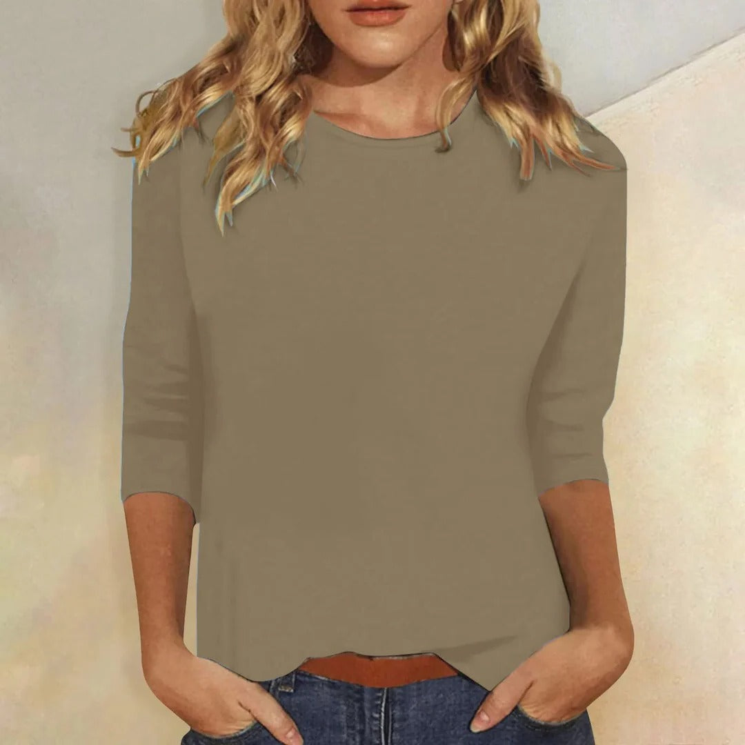Lynda | Crew Neck Three Quarter Sleeve Casual Top