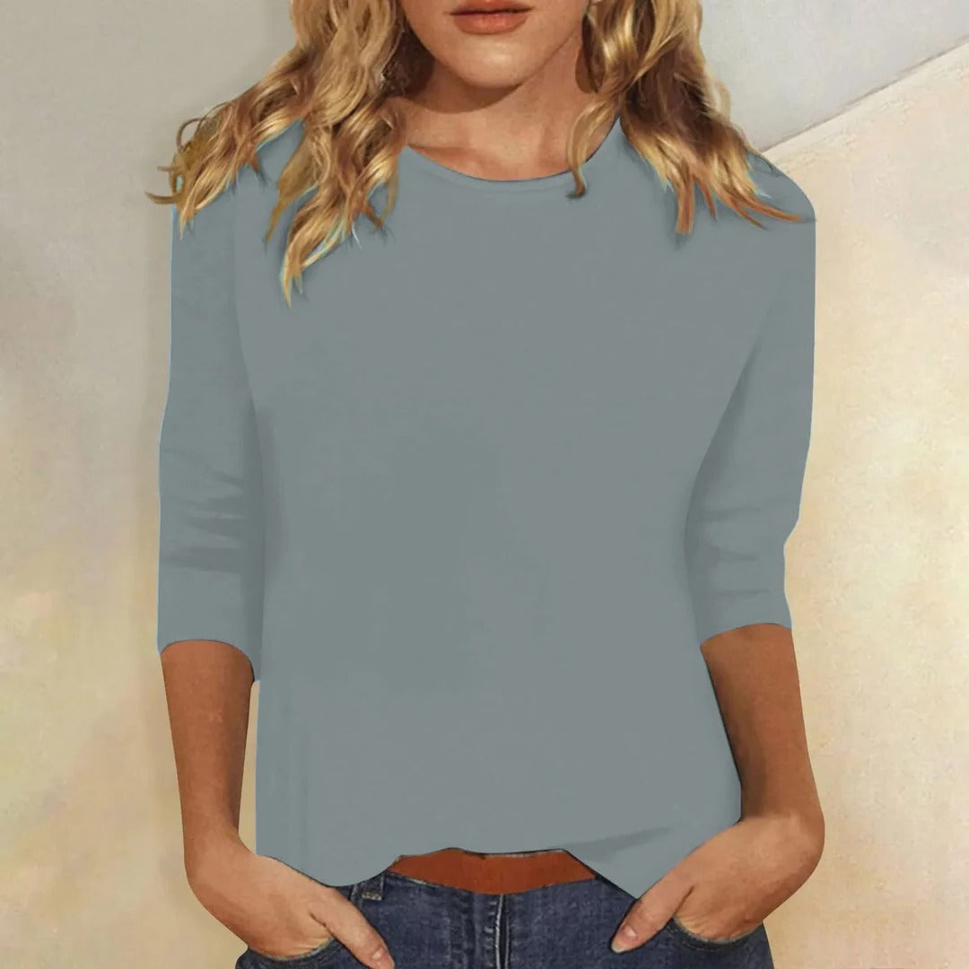 Lynda | Crew Neck Three Quarter Sleeve Casual Top