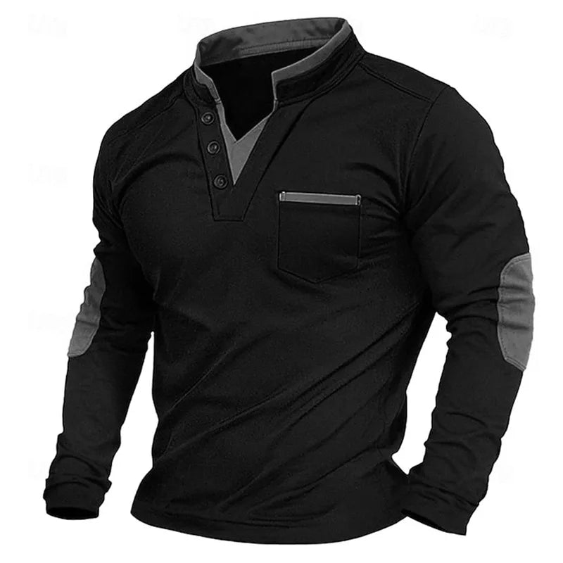 Men's Classic V-Neck Sweatshirt with Relaxed Fit Grey