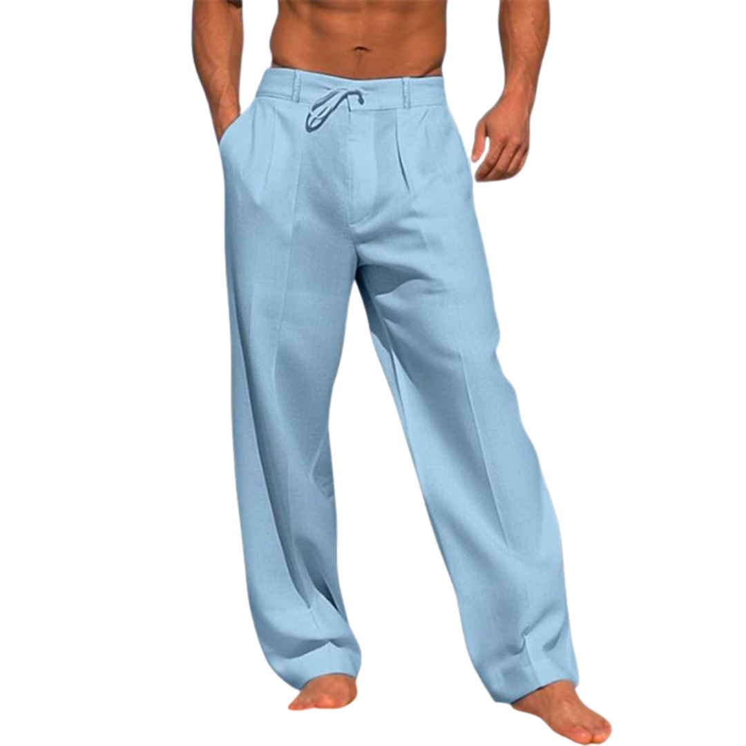 Men's Classic Wide Leg Trousers with Drawstring Waist