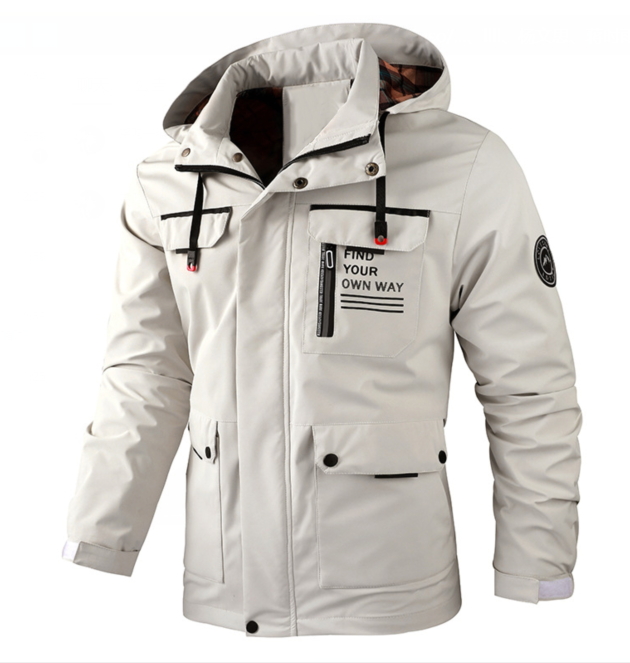 Men's Lightweight Waterproof Rain Jacket for Winter White