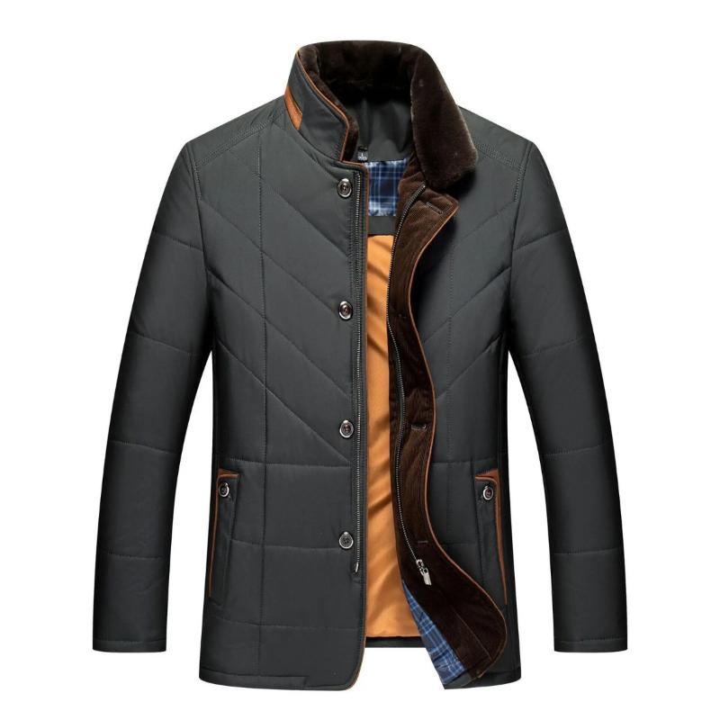Men's Lightweight Winter Jacket with Stand-Up Collar Black
