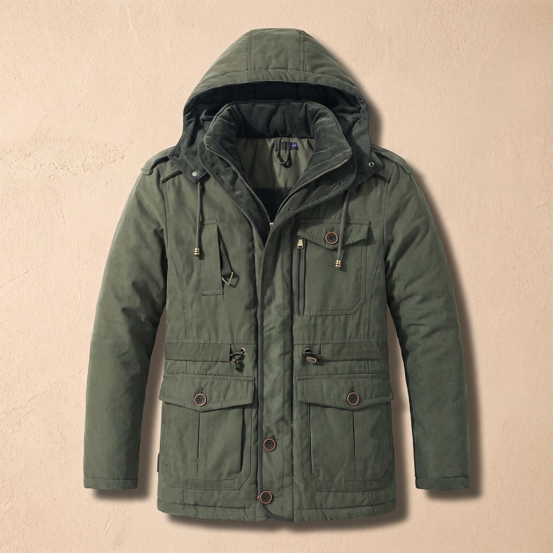 Men's Quilted Hooded Winter Jacket with Warm Lining