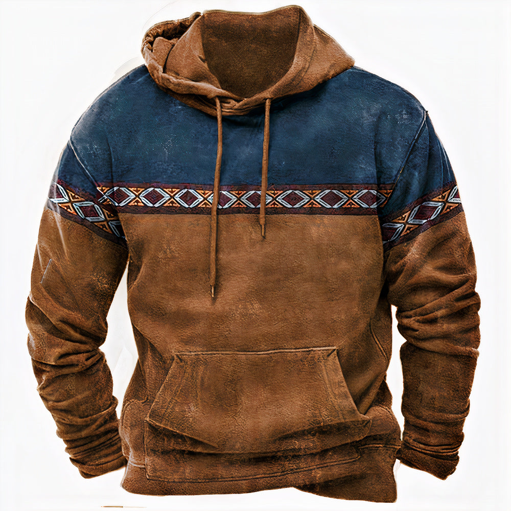Men's Relaxed Winter Hoodie with Warm Lined Interior Brown