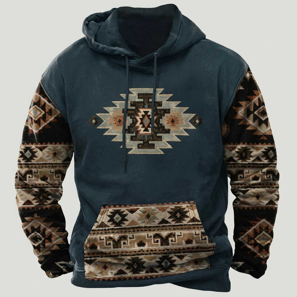 Men's Relaxed Winter Hoodie with Warm Lined Interior Dark Green