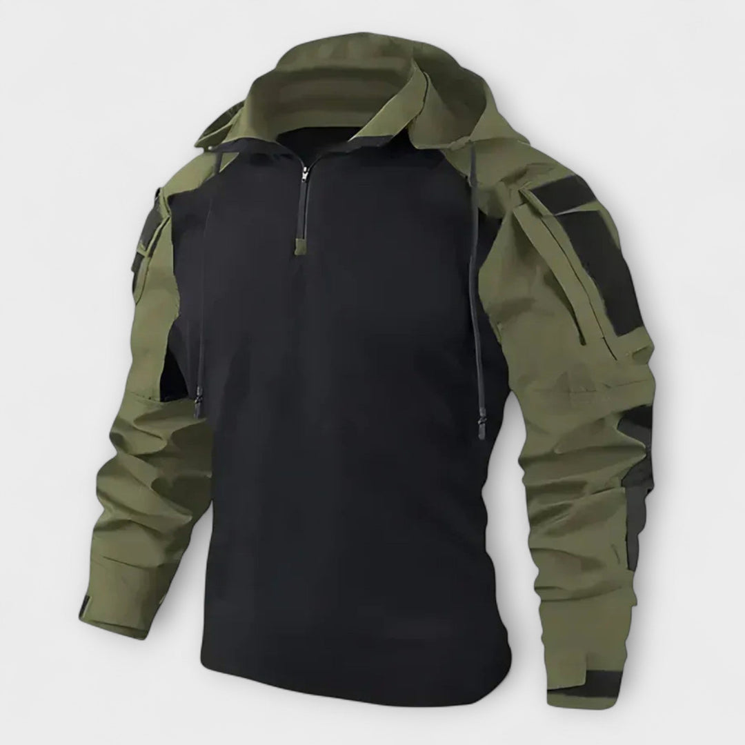 Men's Tactical Half Zip Hoodie with Sleeve Pockets Olive