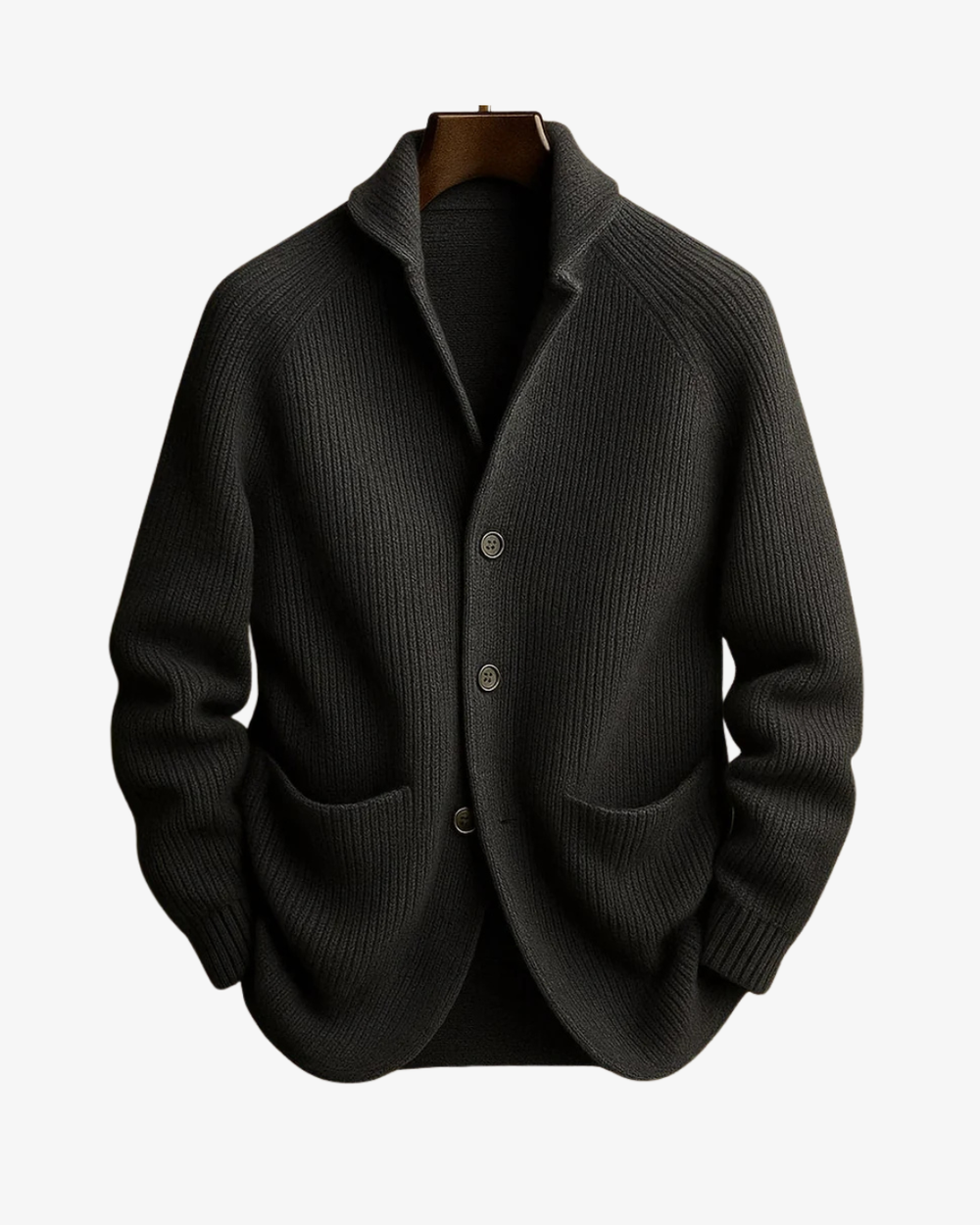 Men's Tailored Button-Front Cardigan with Structured Fit Grey