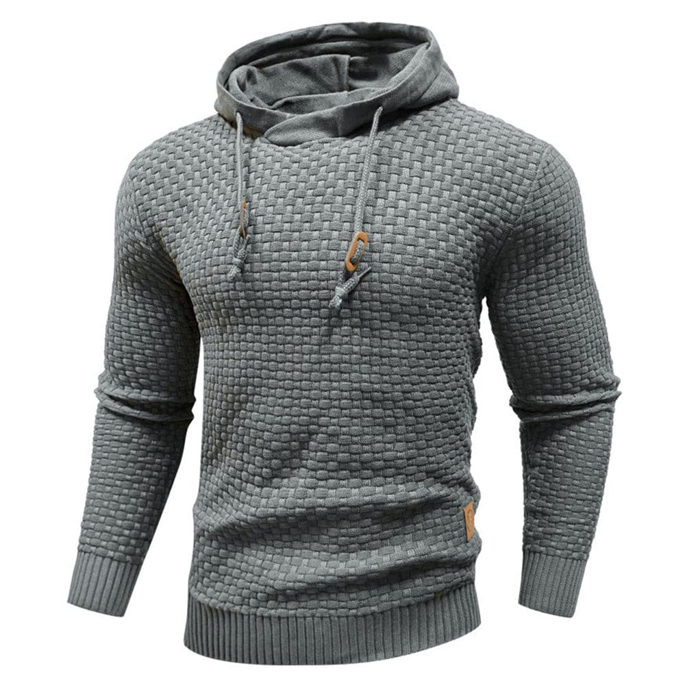 Men's Textured Heavyweight Hoodie with Ribbed Cuffs Dark Grey