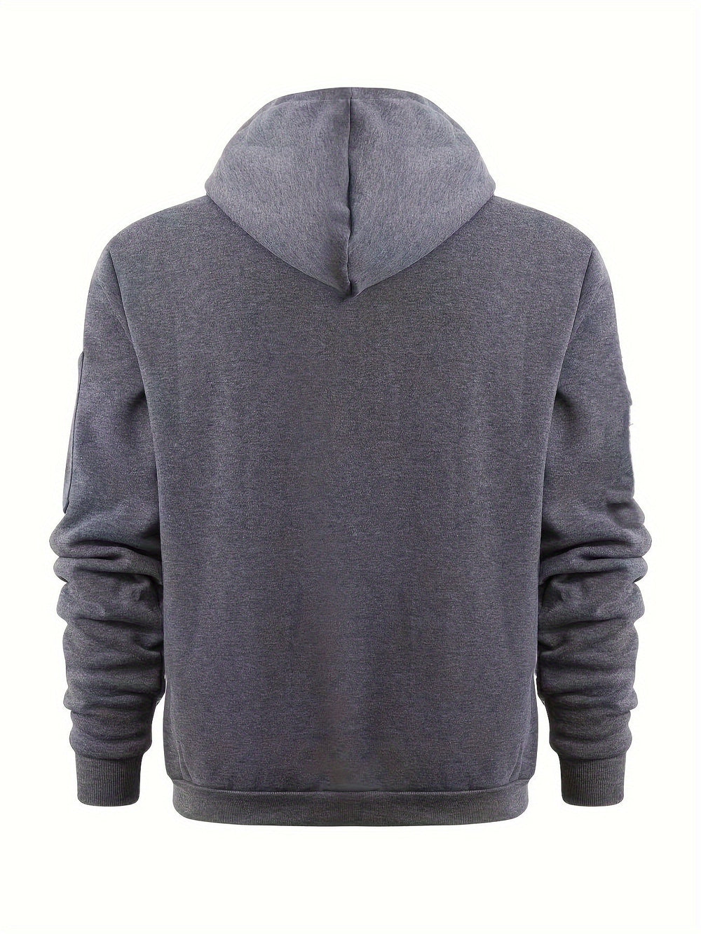 Men's Zip-Up Hoodie with Drawstring Hood and Sleeve Pocket