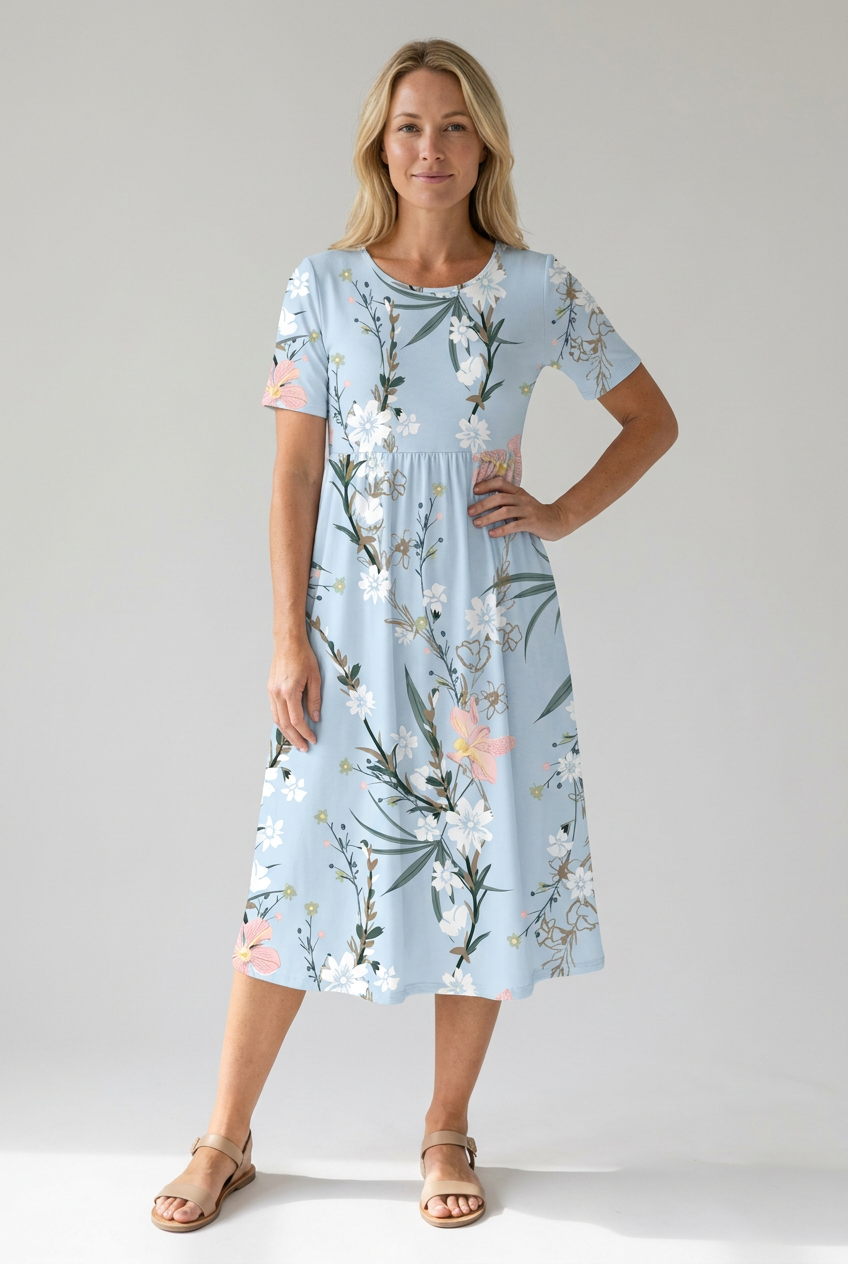 Alberta | Printed Floral Midi Dress