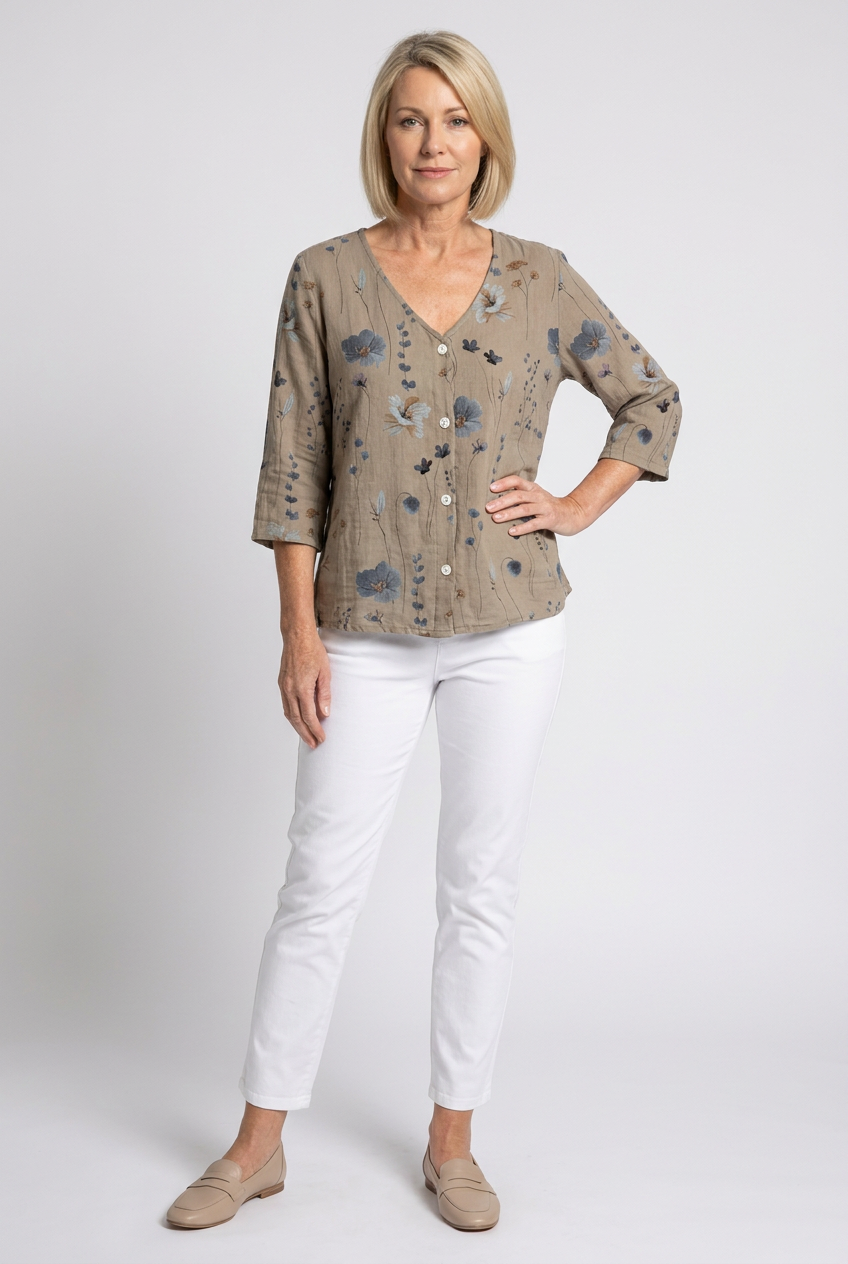 Hilary | Three-Quarter Sleeve Blouse