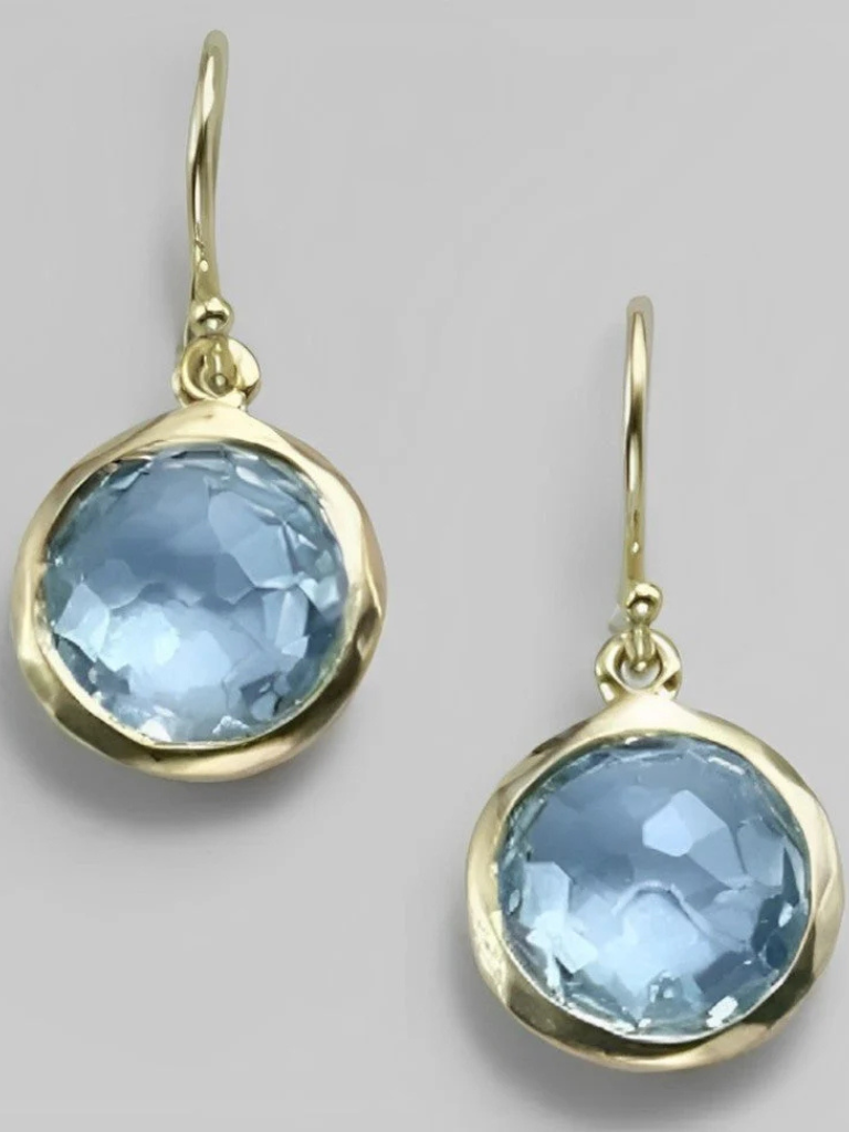 Women's Crystal Drop Earrings with Round Design and Hook Fastening Gold