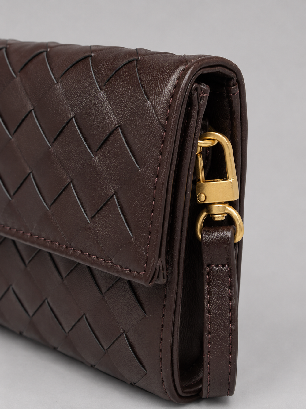 Women's Evening Clutch Bag with Knot Closure and Top Handle Brown