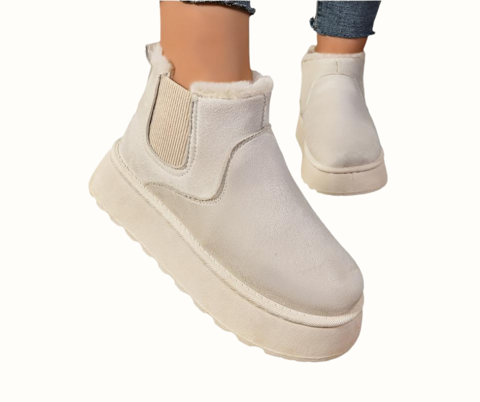 Women's Lined Platform Chelsea Boots with Elastic Side Panels